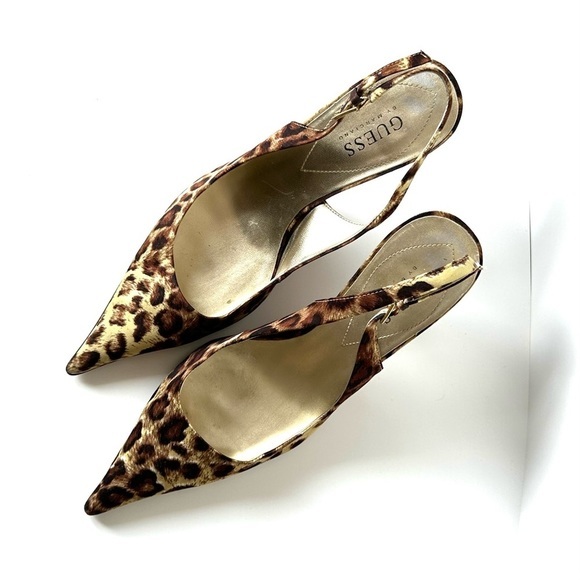 🟢 Guess By Marciano Leopard Print Pointed Toe Sling Back - US 7.5 - CLEARANCE - Picture 11 of 14